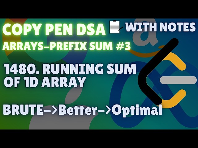 LeetCode 1480: Running Sum of 1D Array | Step-by-Step Explanation & Code | DSA Series