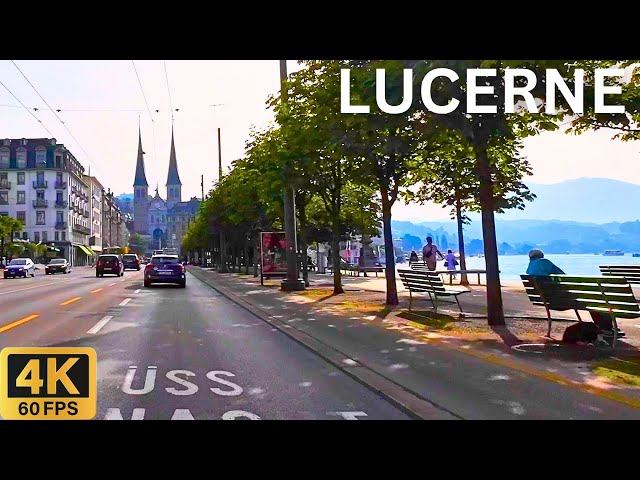 Driving in LUCERNE (Luzern) Switzerland 🇨🇭 | Beautiful City Tour in 4K 🚗