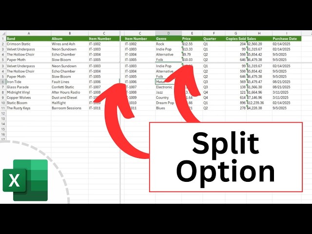 Excel Tutorial - Using the Split Option to See Your Data