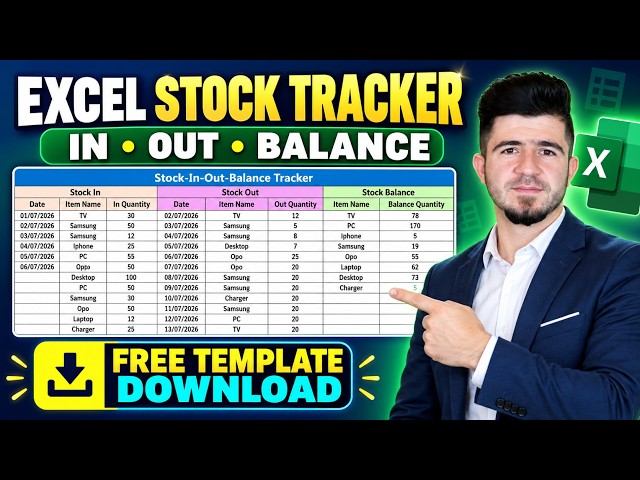Stock In Out and Balance Template in Excel | Inventory Management Template