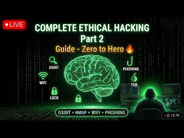 🔴 LIVE — Complete Ethical Hacking Course PART 2 😱 | Password Attacks + Phishing + Dark Web + Defense
