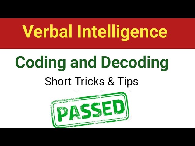 Verbal intelligence Preparation | Coding and Decoding | PMA/AFNS/AMC