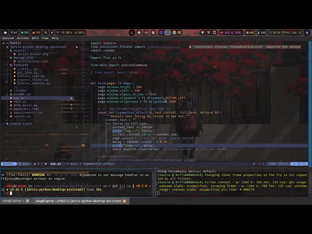 Making GUI Voice Assistant in Python with Flet  || Showing off Linux Desktop BTW :) #linux #python