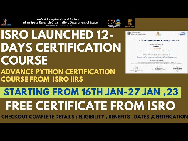 ISRO launched 12-Days Free Certification Course  | Advance Python Free Course & Certificate