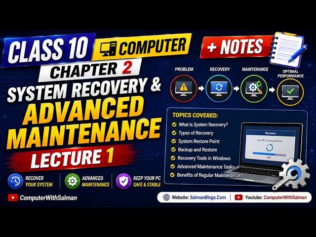 Class 10 Computer Chapter 2 | System Recovery & Advanced Maintenance Lecture 1 + Notes