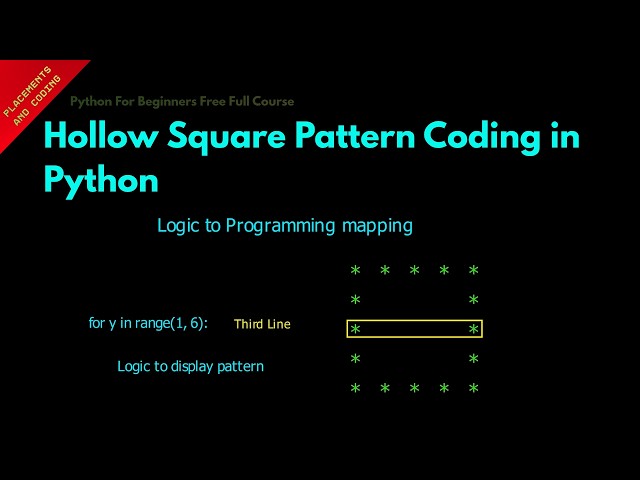 Hollow Square Pattern Coding in Python || Lesson 62 || Python For Beginners ||