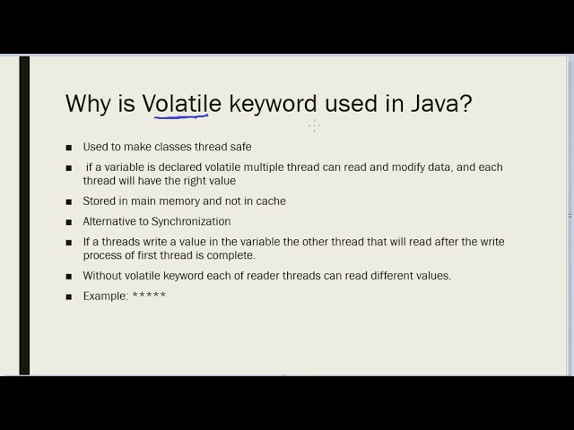 Volatile keyword Java