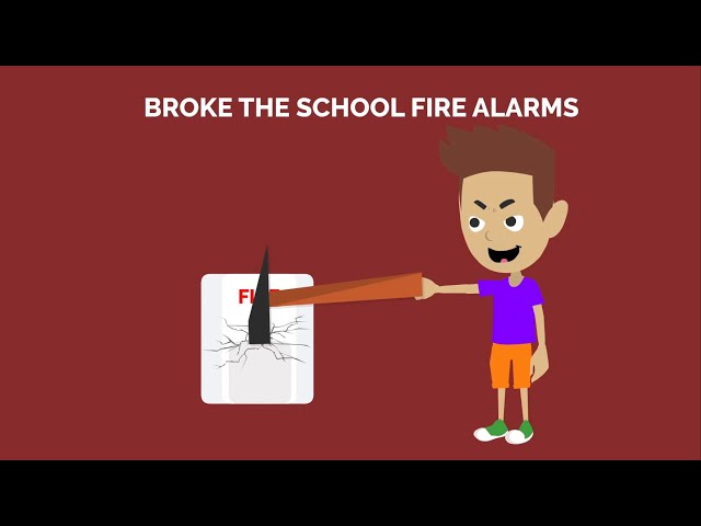 Mitchell destroys the school fire alarms