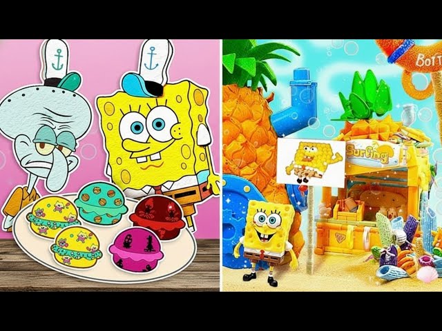 Bob Esponja de papel vs LEGO 🧽🧱 ¿Cuál es tu favorito? *DIY y manualidades divertidas*