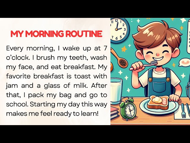 English Reading Practice for Beginners A1| Graded Reader| Level 1| My Morning Routine