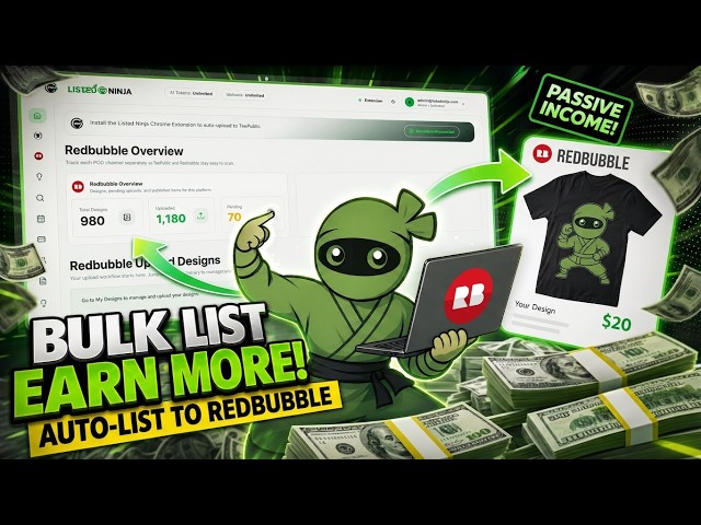 Bulk Upload to Redbubble Faster with Listed Ninja | POD Automation