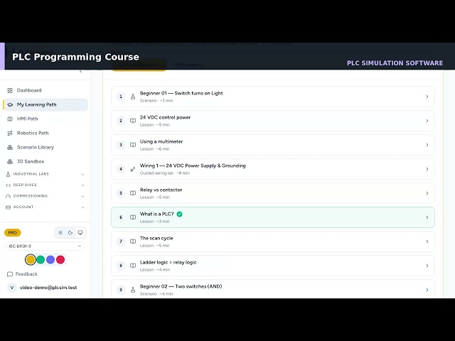 PLC Programming Course — Real Browser Demo