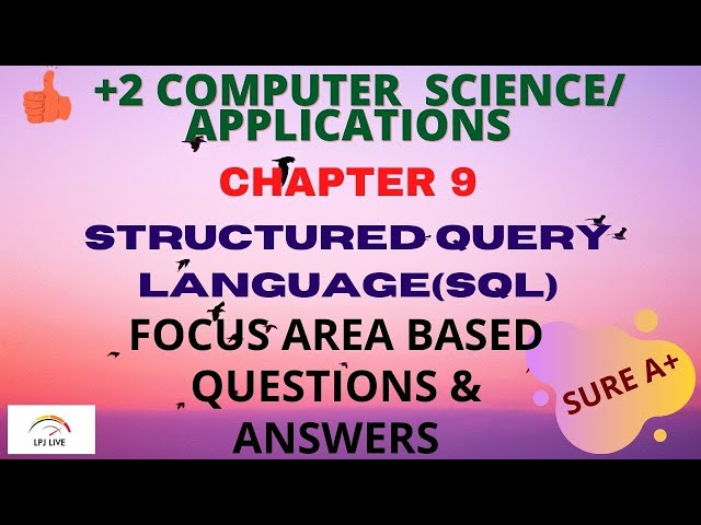 FOCUS AREA|PLUS TWO COMPUTER SCIENCE|COMPUTER APPLICATIONS|MALAYALAM TUTORIAL|CHAPTER 9|SQL