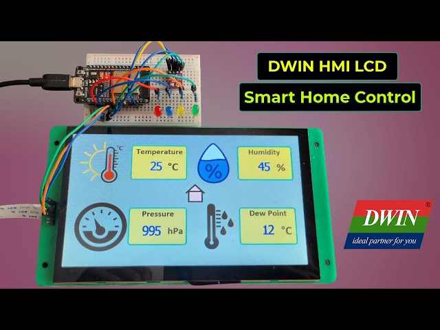 Smart Home Controller using DWIN HMI LCD Display & ESP32 (Display BME280 Reading & Control Relays)
