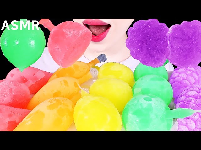 ASMR FROZEN FRUIT JELLY PARTY 얼린 틱톡젤리 파티 EATING SOUNDS MUKBANG 디저트 먹방