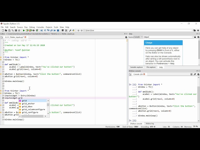 PythonTutorial 2.2.3 Tkinter inputs
