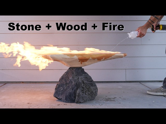 DIY Side table made from stone and wood