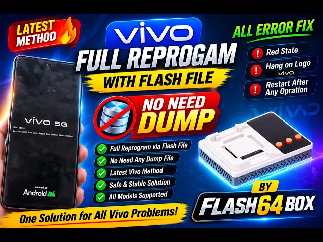 VIVO Bootloop & Red State Fixed 🔥 Full Reprogram via Flash File | Flash64 Box #f64 @thefonefix