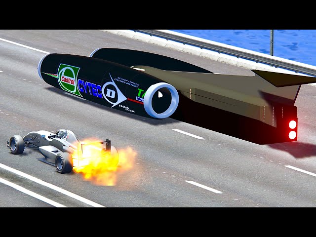 Formula Jet Engine vs Thrust SSC Fastest Car In The World - Drag Race 20 KM