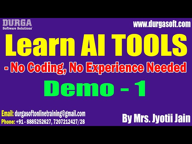 LEARN AI TOOLS - NO CODING, NO EXPERIENCE NEEDED tutorials || Demo - 1 || by Mrs. Jyotii Jain