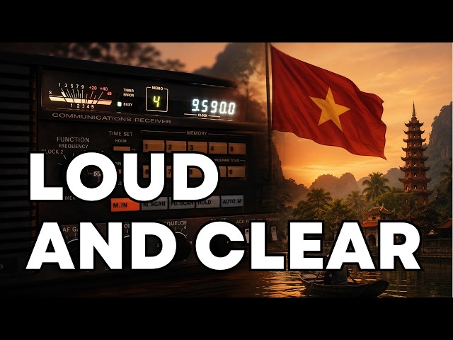 Radio Free Asia in Vietnamese loud and clear on shortwave radio 9590 kHz with siren jammer!