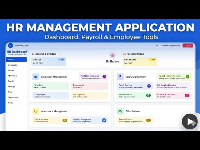 HR management Web application | MERN stack | Employees | Salary | Attendance | Payroll  management 