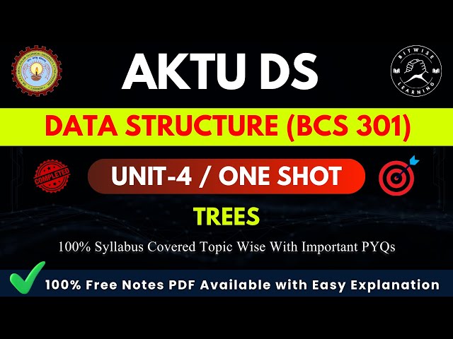 Data Structures Unit-4 One Shot 🔥 | Trees Complete | AKTU Exam Focus | Btech 2nd Year | BCS 301