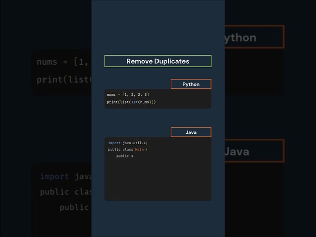 Python vs Java: Remove Duplicates in 1 Line! 🐍🔥#python #coding