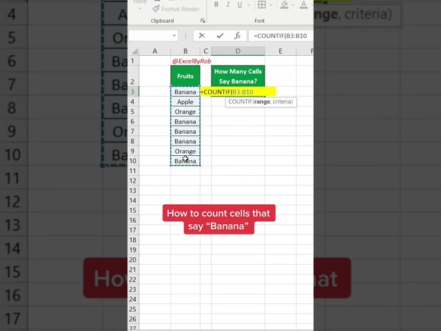 COUNTIF function in Excel! #excel