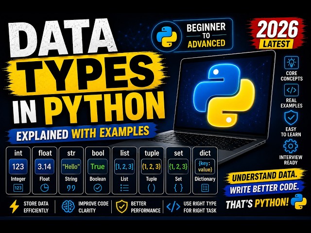 Data Types in Python | Complete Beginner's Guide with Examples| Python Programming Tutorial 2026 #yt
