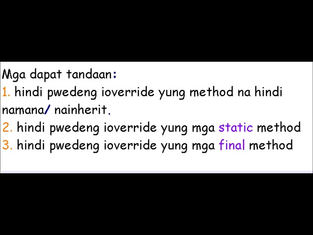 Java Tutorial Tagalog 21 Method Overriding