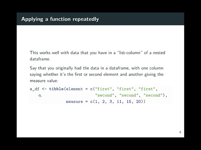 Ch 7, Video 14: Using functions to map across vectors and lists