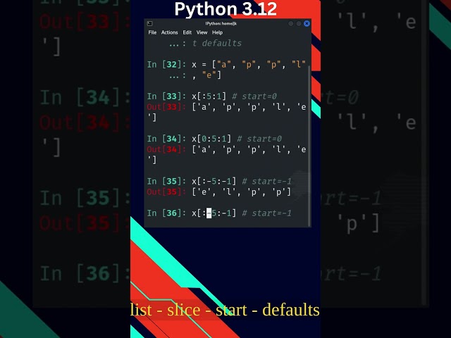 Python 3.12 - full course - list - slicing 4