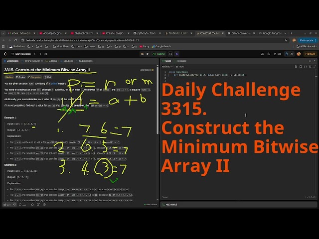 Leetcode Daily Challenge 3315. Construct the Minimum Bitwise Array II #python #dsa