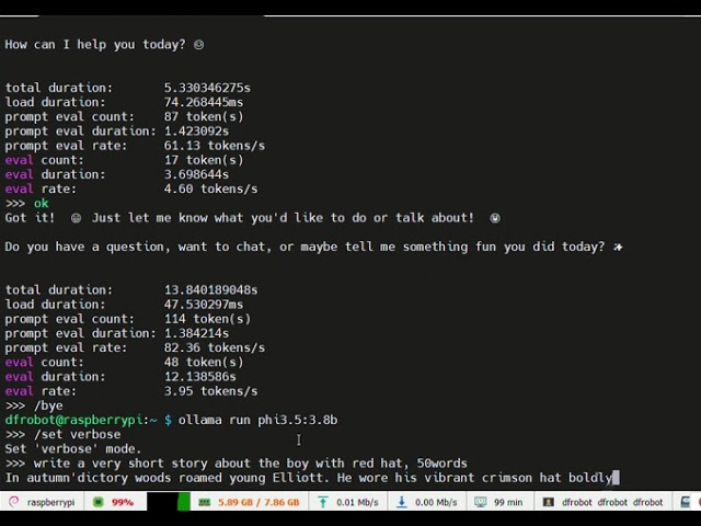 token speed of phi3.5-3.8b-q4 running on Raspberry Pi 5