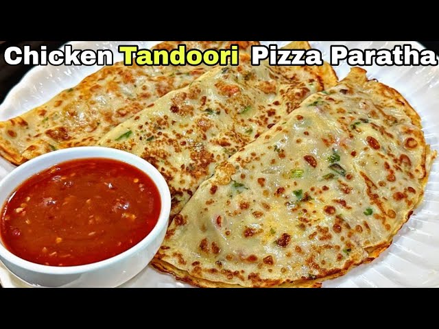 Liquid Dough Chicken Tandoori Pizza Paratha | Chicken Pizza Paratha Recipe | Liquid Dough Paratha