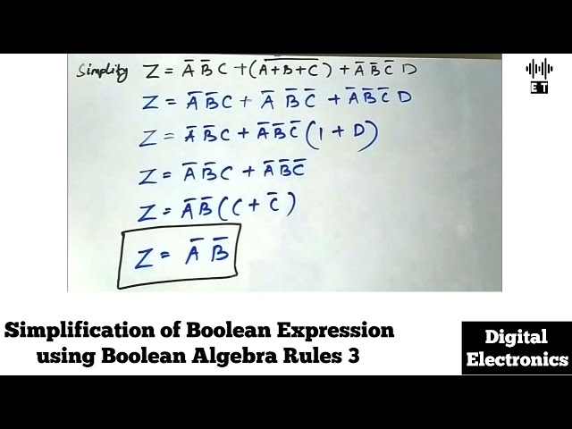 Simplification of Boolean Expression using Boolean Algebra Rules | Important Question 3