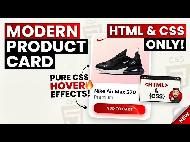 Modern Product Card Design using HTML & CSS  |  Pure CSS Hover Effects |  