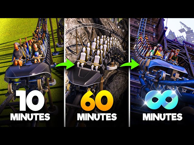 Building a FULL Rollercoaster in 10 MINUTES, 60 MINUTES and UNLIMITED Time!