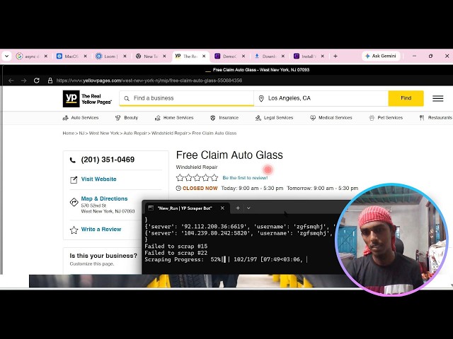 YellowPage scraper bot | Bypass Cloudflare Easily: Python Web Scraper Portfolio Showcase