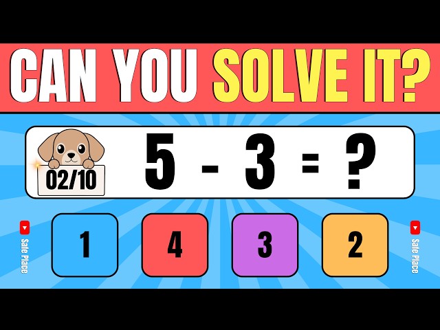 10 Math Quiz for Kids | One Digit Subtraction Practice | Safe Place