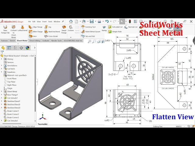 SolidWorks Sheet Metal Exercise-Bracket