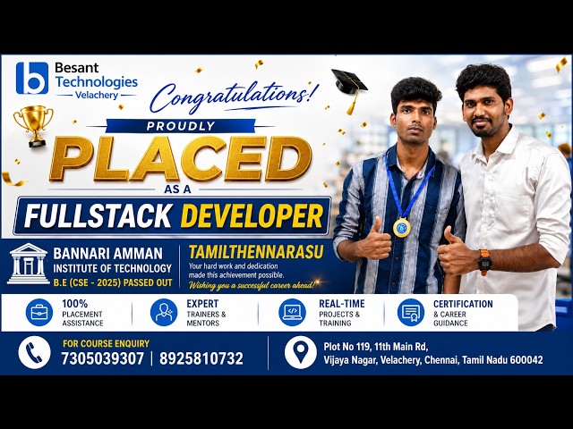 FullStack Developer Training in Chennai|Tamilthennarasu Success Story | Best IT Training in Chennai