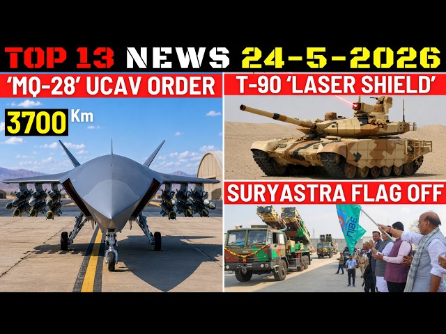 Indian Defence Updates : MQ-28 Order,T-90 Laser Shield,Prachand Tank-Killer,Suryastra Flag Off