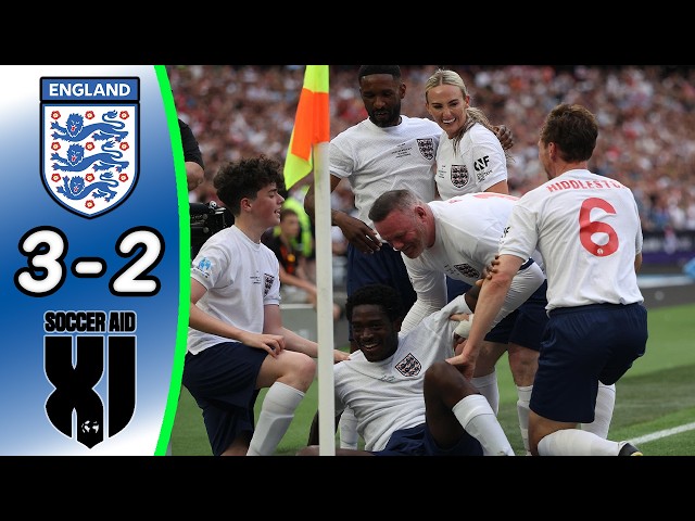 England XI vs World XI 3:2 - All Goals & Highlights | Soccer Aid 2026 | Rooney, Jordi Alba & More