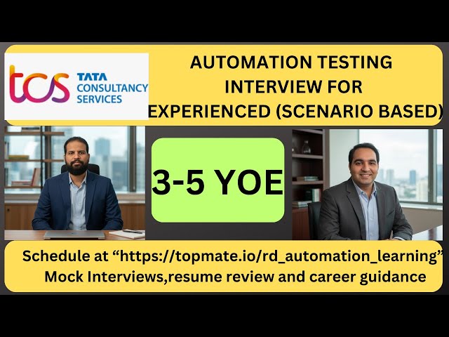 Automation Testing Interview Experience | Real-Time QA & SDET Interview Preparation 2026