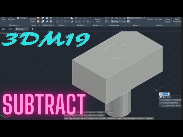 How to use SUBTRACT Command in AutoCAD 3D