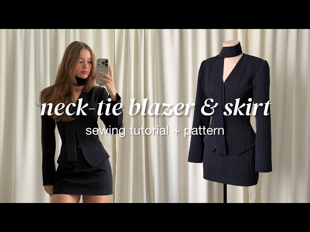 DIY Neck-tie Fitted Blazer & Skirt | Pattern + Sewing Tutorial