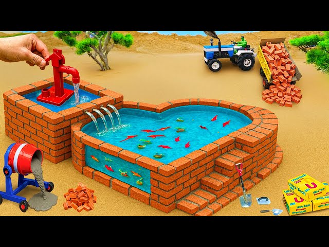 DIY Science Project Mini Water Well - How to make a modern Pool Tank and Mini Hand Pump With Brick