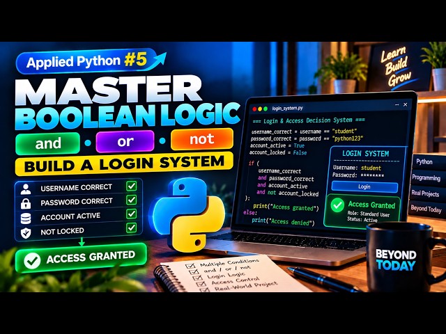 Python Boolean Logic Through a Login System | and, or, not | Applied Python #5